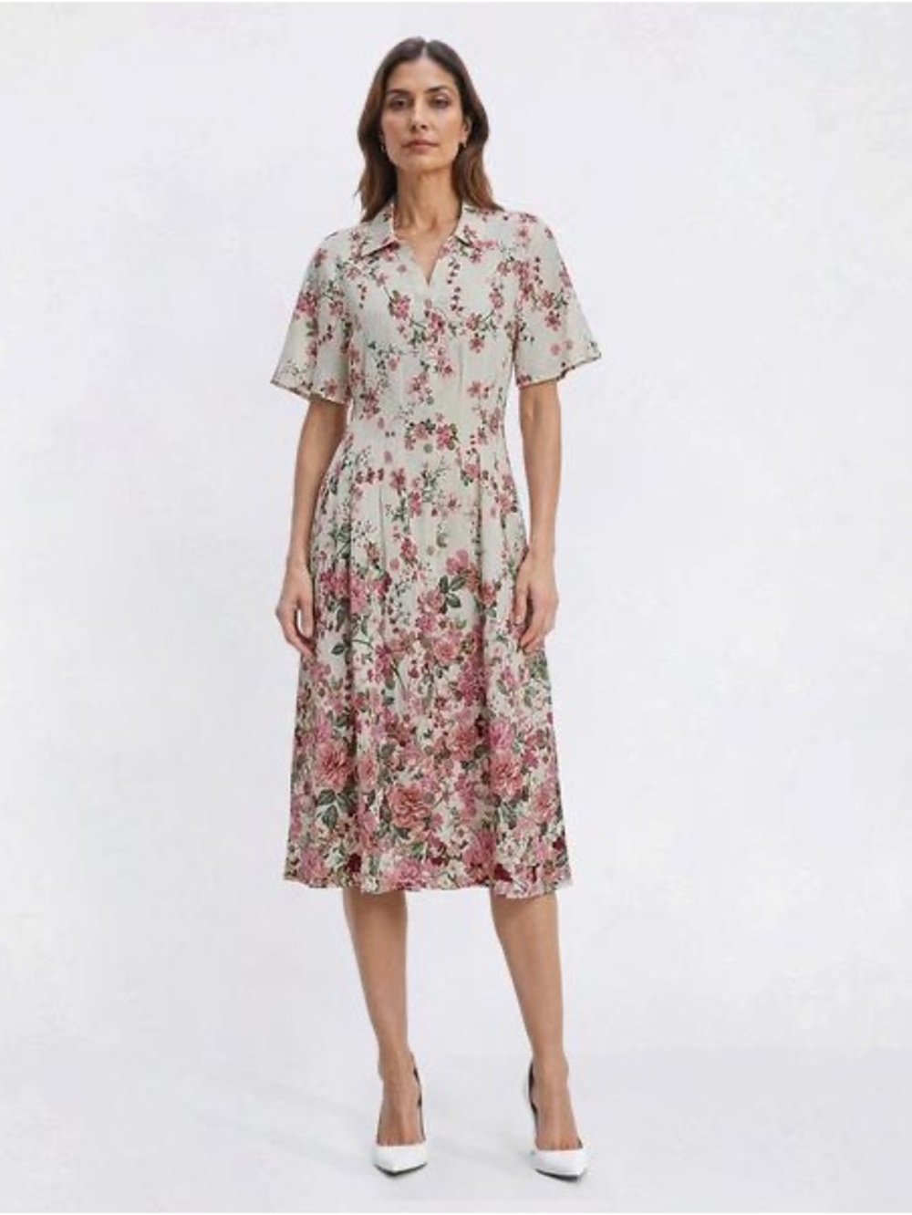 Figueroa & Flower Short Sleeve Floral Midi Shirtdress XL